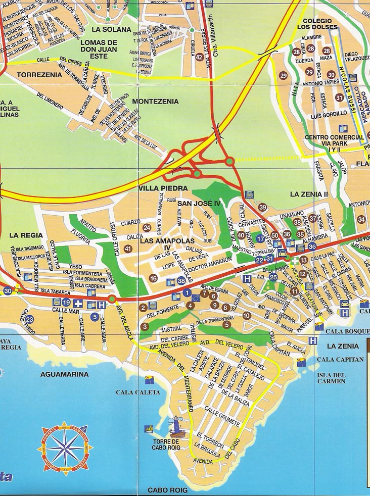 Cabo Roig Spain Road Map Image